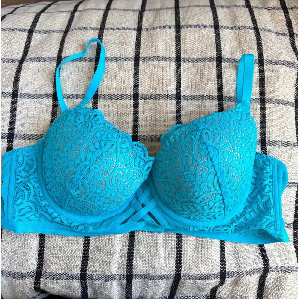 Adore Me blue lace bra size 38C. No push up - Picture 1 of 3